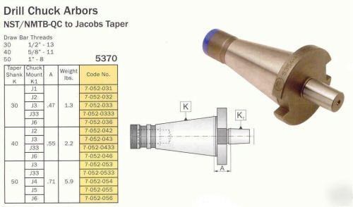 Bison nmtb jacobs taper drill chuck arbors $60.00 each