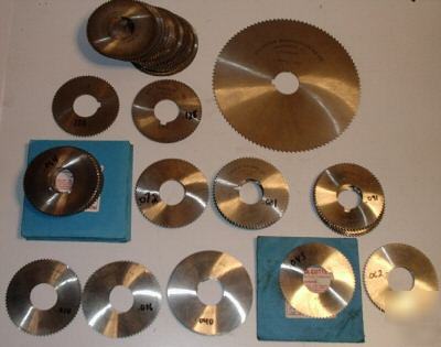 38 pc lot hss slitting,slotting saw blades + 20 misc 