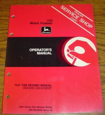 John deere 722 mulch finisher operator's manual jd