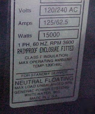 Generac gardian 15 kw generator complete