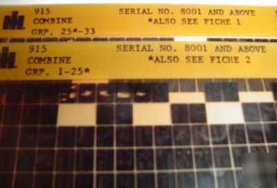 Ih 915 combine parts catalog book microfiche farmall
