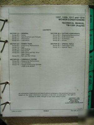 John deere 1207 1209 1217 1219 mower conditioner manual