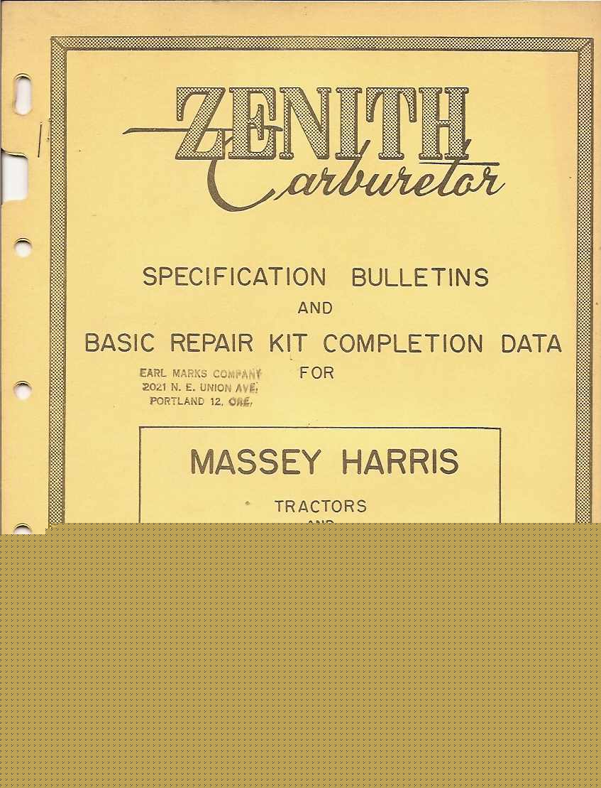 1937-53 massey harris tractors zenith carburetor manual