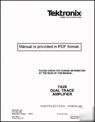 Tek tektronix 7A26 operation & service manual