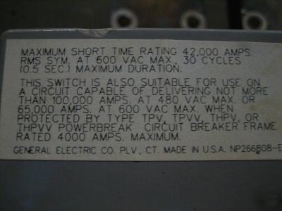 Ge power break TPYY9640 4000A non-automatic breaker