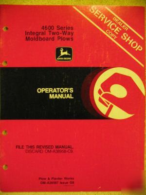 John deere 4600 integral moldboard plow ops manual