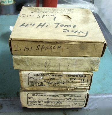 4PC lot bs&b rupture disks+graphite rupture disk spacer