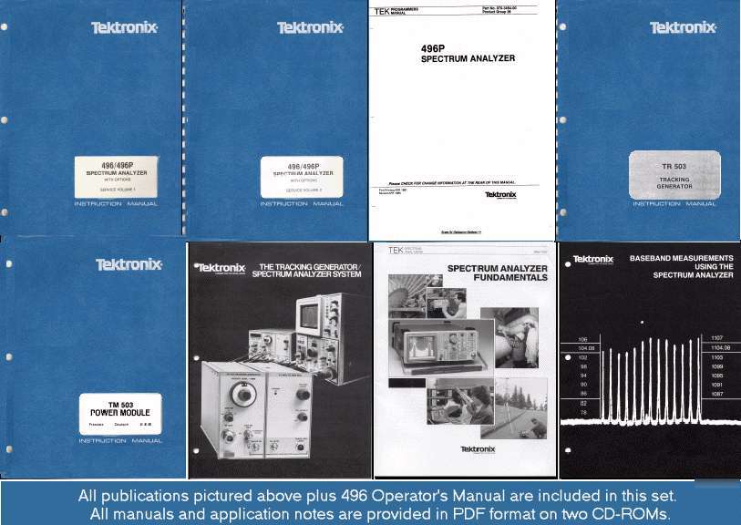 Tektronix 496 TR503 TM503 mnls + a/n set (9 vols total)