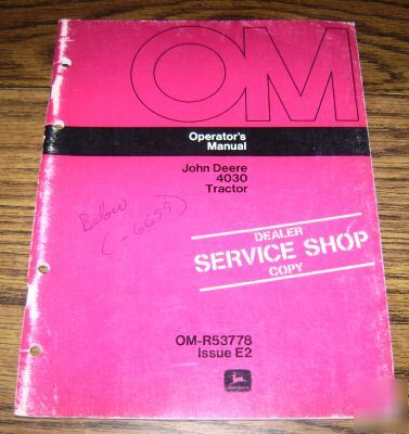 John deere 4030 tractor operator's manual jd