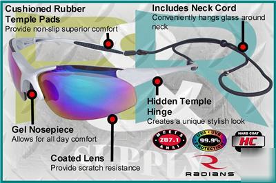 Radians infinity green mirror lens safety glasses