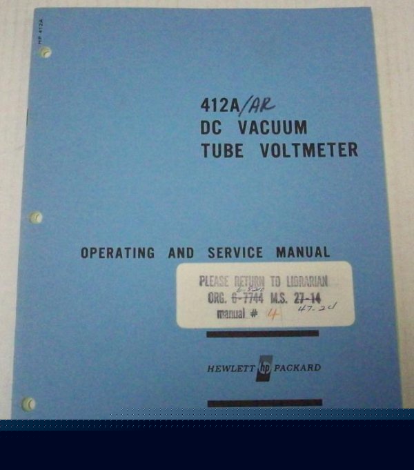 Hp 412A/ar dc vacuum tube voltmeter op/svc manual