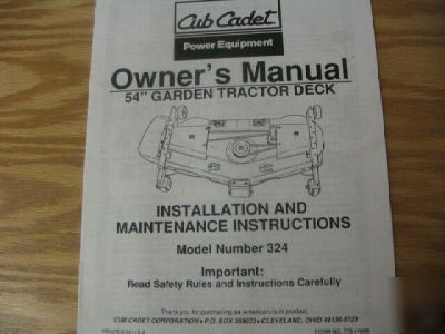 Cub cadet 54 inch garden tractor deck owners manual 324