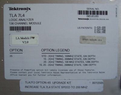 Tektronix TLA7L4 tla 7L4 logic analyzer module+opt.