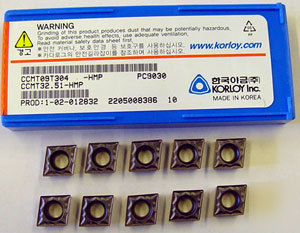 10 pcs korloy CCMT32.51HMP finish on sts carbide insert