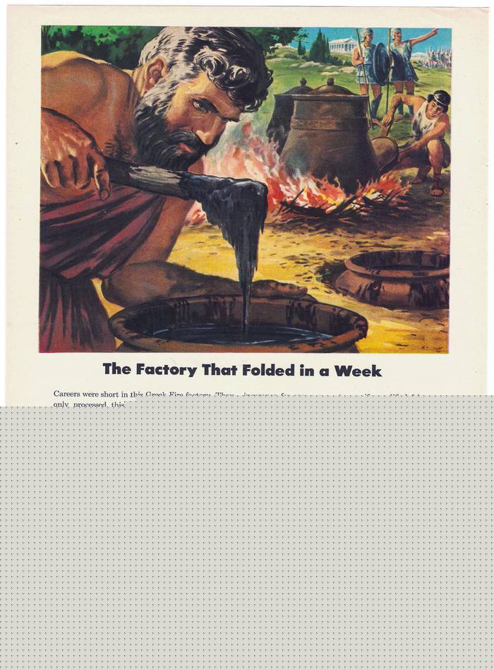 1953 lukens steel plate greek fire original vintage ad