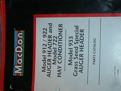 Macdon 912/922 auger head & 722 hay cond. parts manual