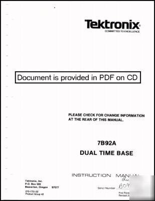 Tek tektronix 7B92A operation & service manual