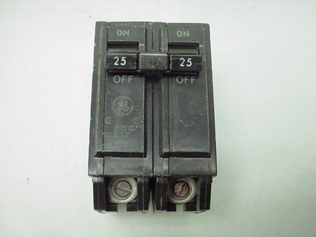 New ge 240 volt 25 amp double pole circuit breaker thql 